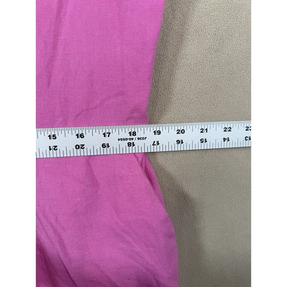 OLD NAVY Puff Sleeve Linen-Blend Dress Pink Button Front w/Pockets XL Babydoll - Picture 5 of 7